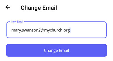 Change email screen