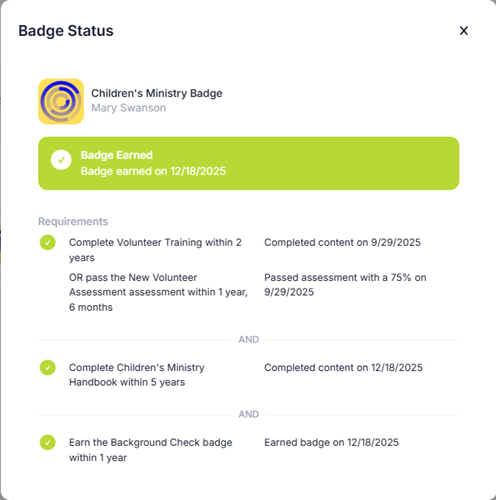 Earned Badge Details