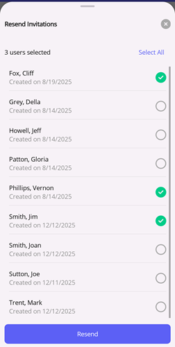 Resend Invitations Dialog