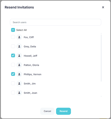 Resend Invitations Dialog
