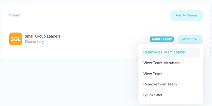 Remove Team Leader Button